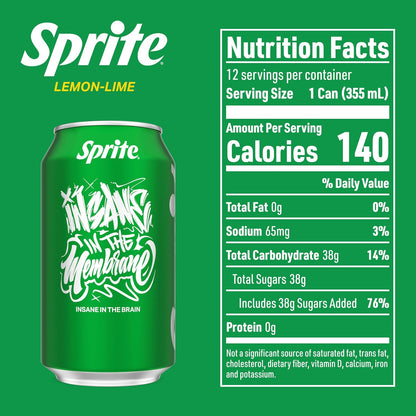 Sprite Lemon Lime Soda, 12 Fl Oz Cans, 12 Pack, Caffeine Free Soft Drink