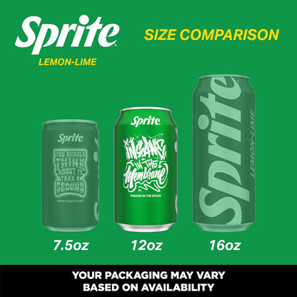 Sprite Lemon Lime Soda, 12 Fl Oz Cans, 12 Pack, Caffeine Free Soft Drink