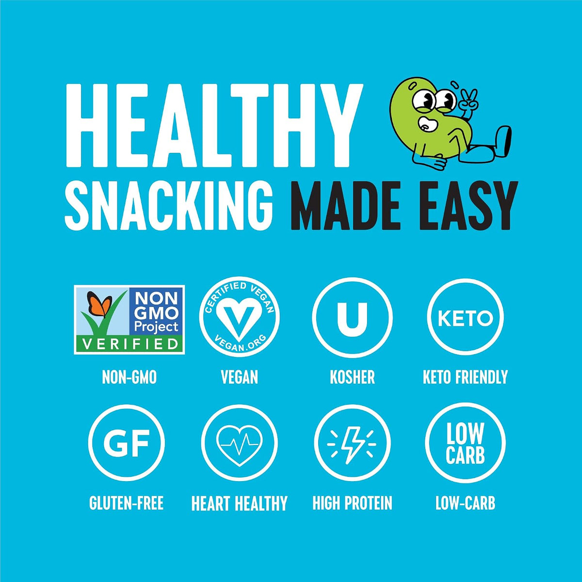 The Only Bean Crunchy Dry Roasted Edamame Snacks Sea Salt, High Protein 12g, Keto, Low Carb, Vegan, 10 Pack