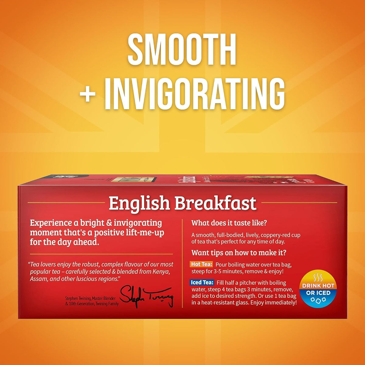 Twinings English Breakfast Black Tea Bags, 100 Count, Individually Wrapped, Robust & Smooth Caffeinated Tea, Hot or Iced