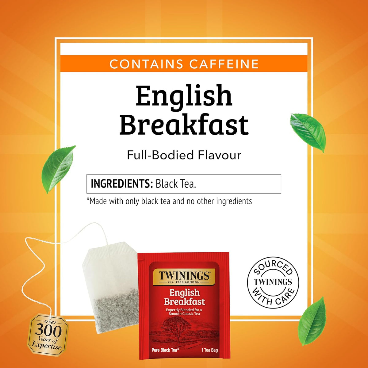 Twinings English Breakfast Black Tea Bags, 100 Count, Individually Wrapped, Robust & Smooth Caffeinated Tea, Hot or Iced
