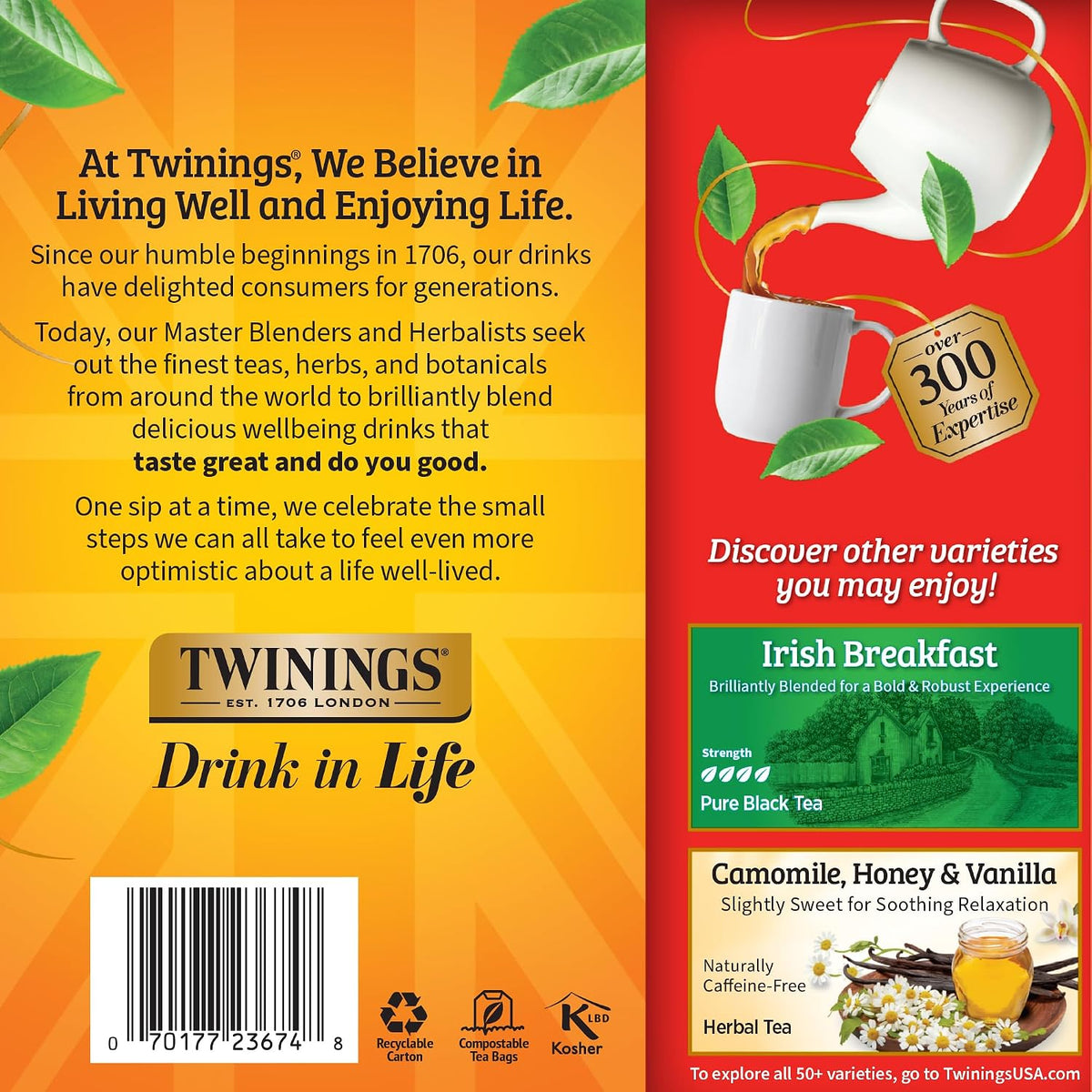 Twinings English Breakfast Black Tea Bags, 100 Count, Individually Wrapped, Robust & Smooth Caffeinated Tea, Hot or Iced