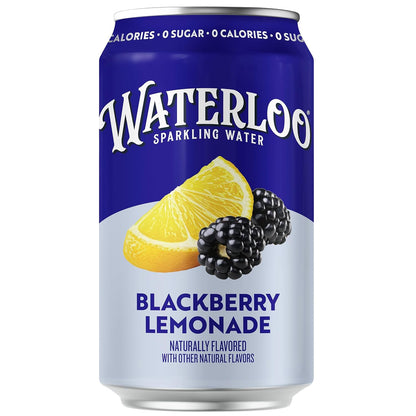 Waterloo Sparkling Water Blackberry Lemonade, 12 Fl Oz Cans, 12 Pack, Flavored Carbonated Water