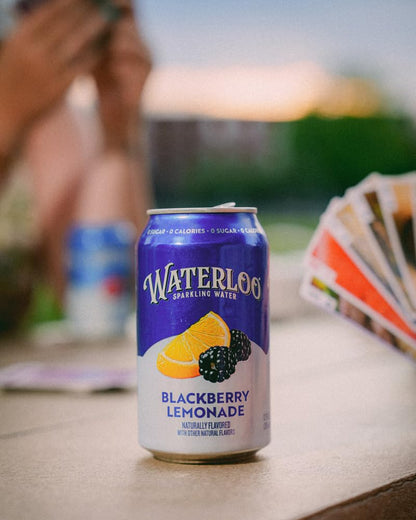 Waterloo Sparkling Water Blackberry Lemonade, 12 Fl Oz Cans, 12 Pack, Flavored Carbonated Water