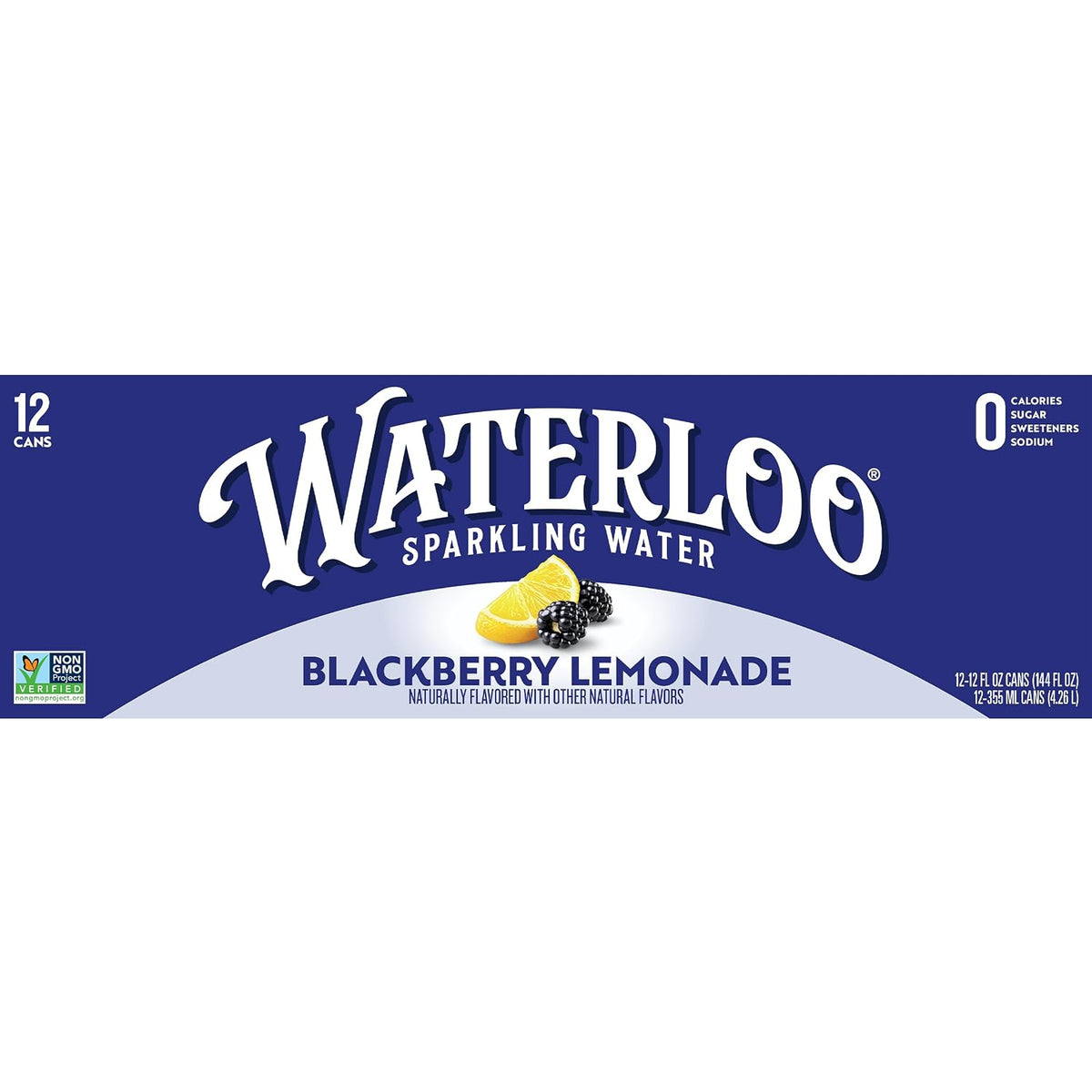 Waterloo Sparkling Water Blackberry Lemonade, 12 Fl Oz Cans, 12 Pack, Flavored Carbonated Water