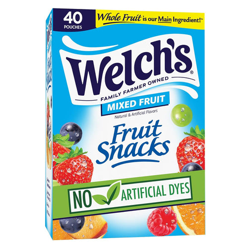 Welch's Fruit Snacks Mixed Fruit, Kids Snacks, Assorted Flavors, 0.8 oz Packs, 40 Count