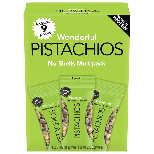 Wonderful Pistachios No Shells, Roasted & Salted Pistachio Nuts, 0.75 oz, 9 Pack