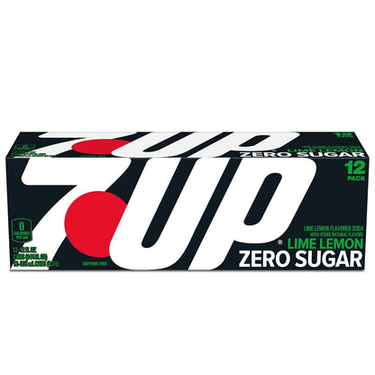 7UP Zero Sugar Lemon Lime Soda, 12 oz Cans, 12 Pack, Caffeine-Free Carbonated Soft Drink