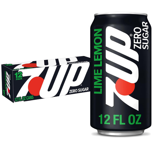 7UP Zero Sugar Lemon Lime Soda, 12 oz Cans, 12 Pack, Caffeine-Free Carbonated Soft Drink