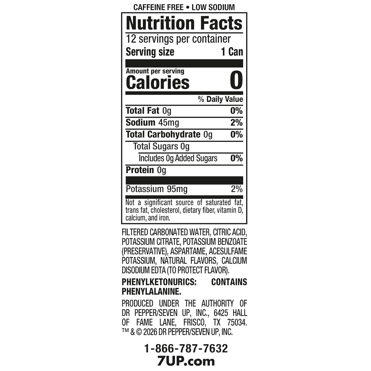 7UP Zero Sugar Lemon Lime Soda, 12 oz Cans, 12 Pack, Caffeine-Free Carbonated Soft Drink