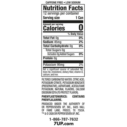 7UP Zero Sugar Lemon Lime Soda, 12 oz Cans, 12 Pack, Caffeine-Free Carbonated Soft Drink