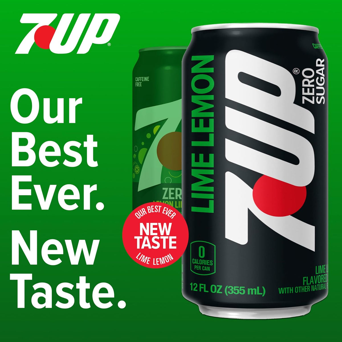 7UP Zero Sugar Lemon Lime Soda, 12 oz Cans, 12 Pack, Caffeine-Free Carbonated Soft Drink
