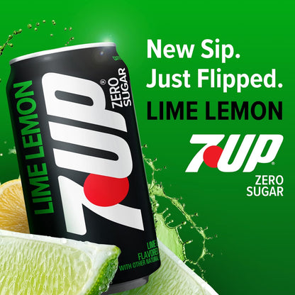 7UP Zero Sugar Lemon Lime Soda, 12 oz Cans, 12 Pack, Caffeine-Free Carbonated Soft Drink