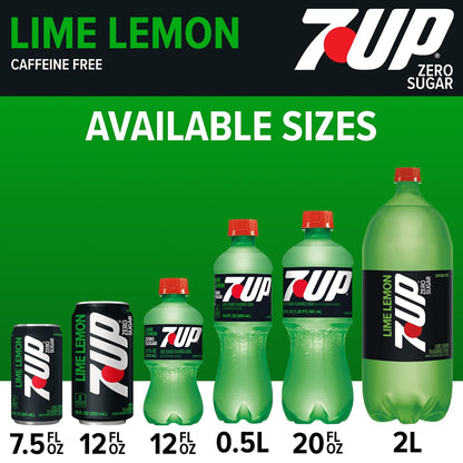 7UP Zero Sugar Lemon Lime Soda, 12 oz Cans, 12 Pack, Caffeine-Free Carbonated Soft Drink