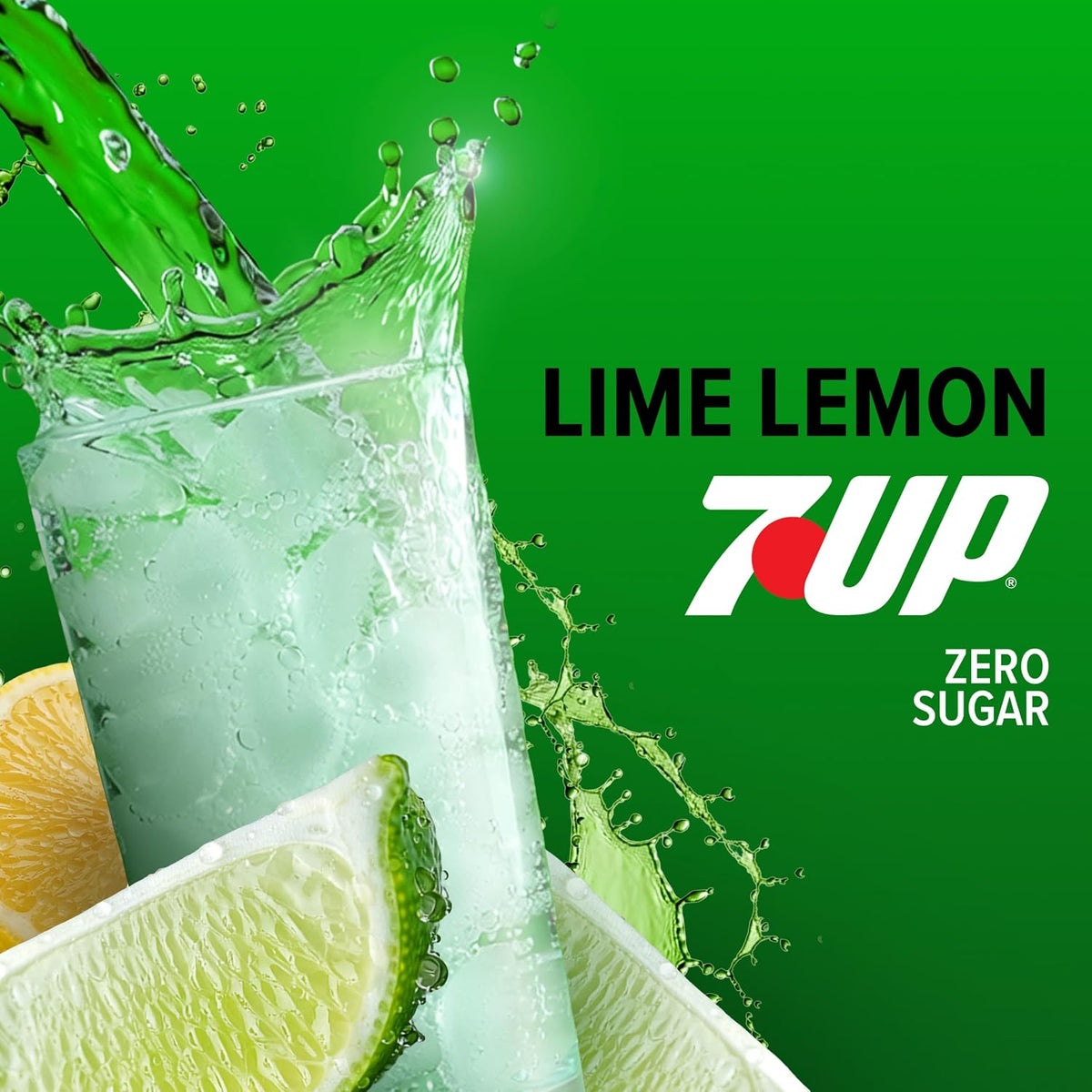 7UP Zero Sugar Lemon Lime Soda, 12 oz Cans, 12 Pack, Caffeine-Free Carbonated Soft Drink